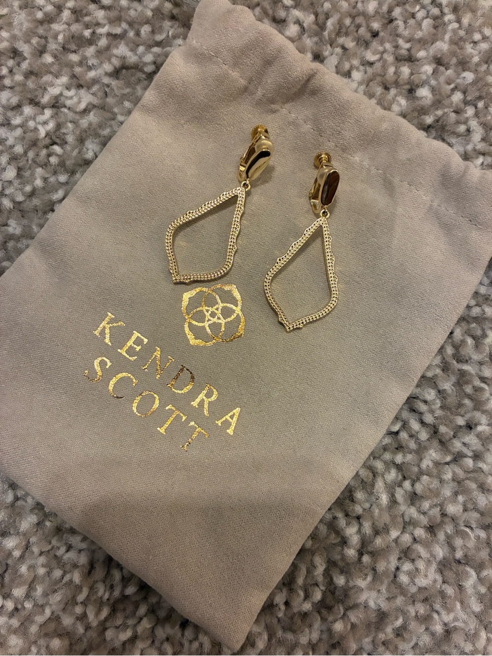 Kendra Scott Gold Open Teardrop Dangle clip on earrings